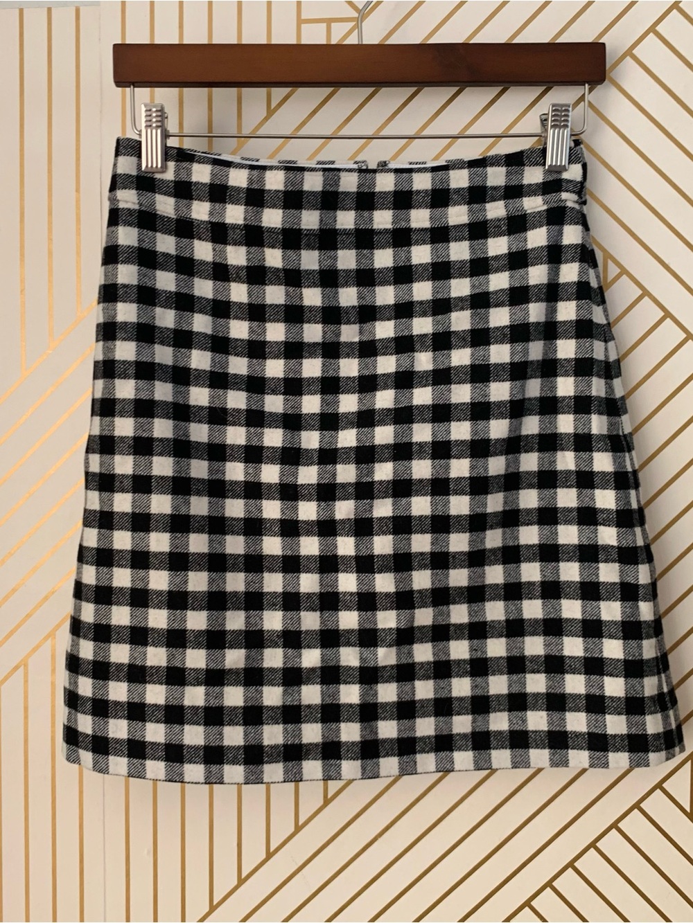 J crew NWT Wool blend checkered plaid gingham A line mini skirt 2 fall fashion